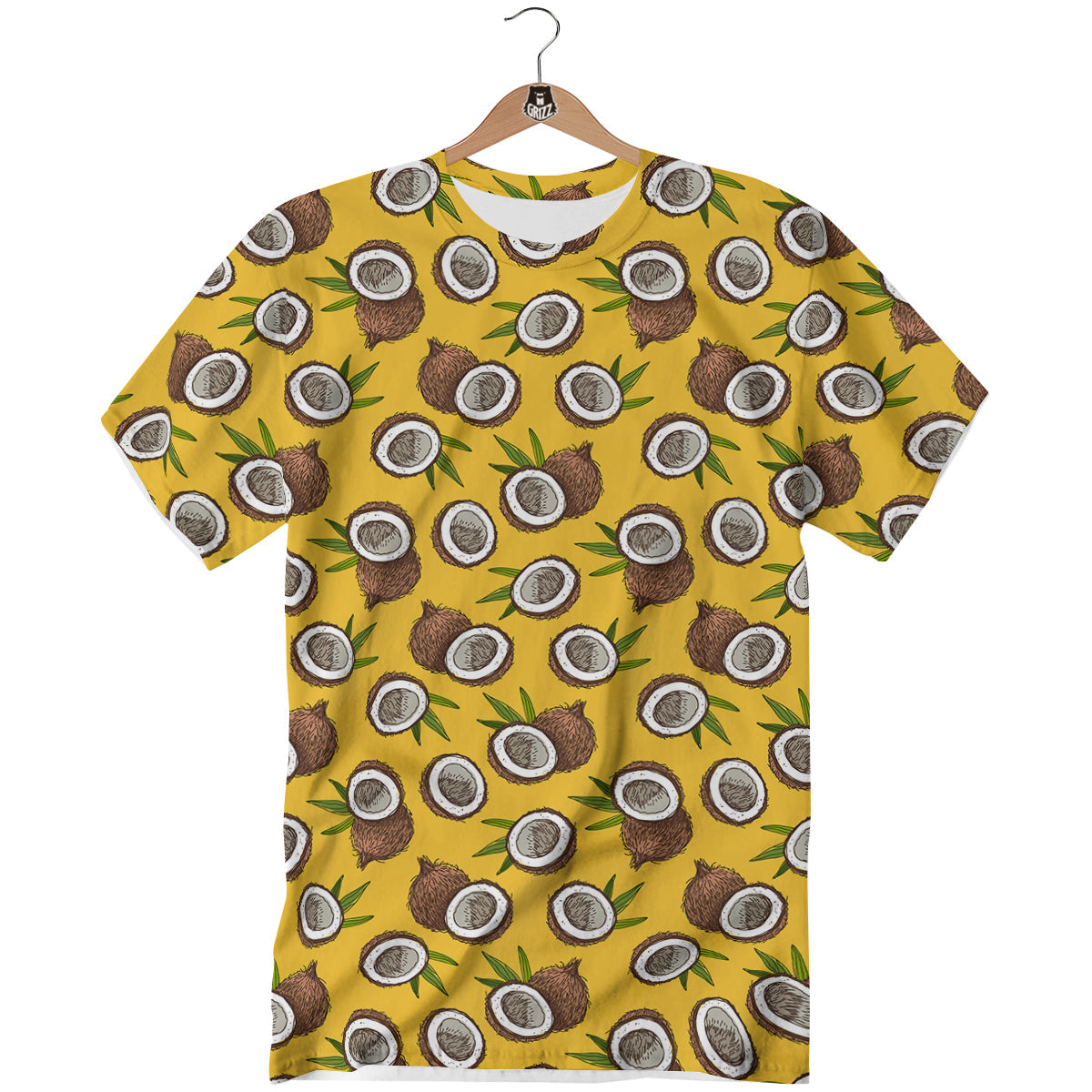 Coconut Yellow Vintage Print Pattern T-Shirt-grizzshop