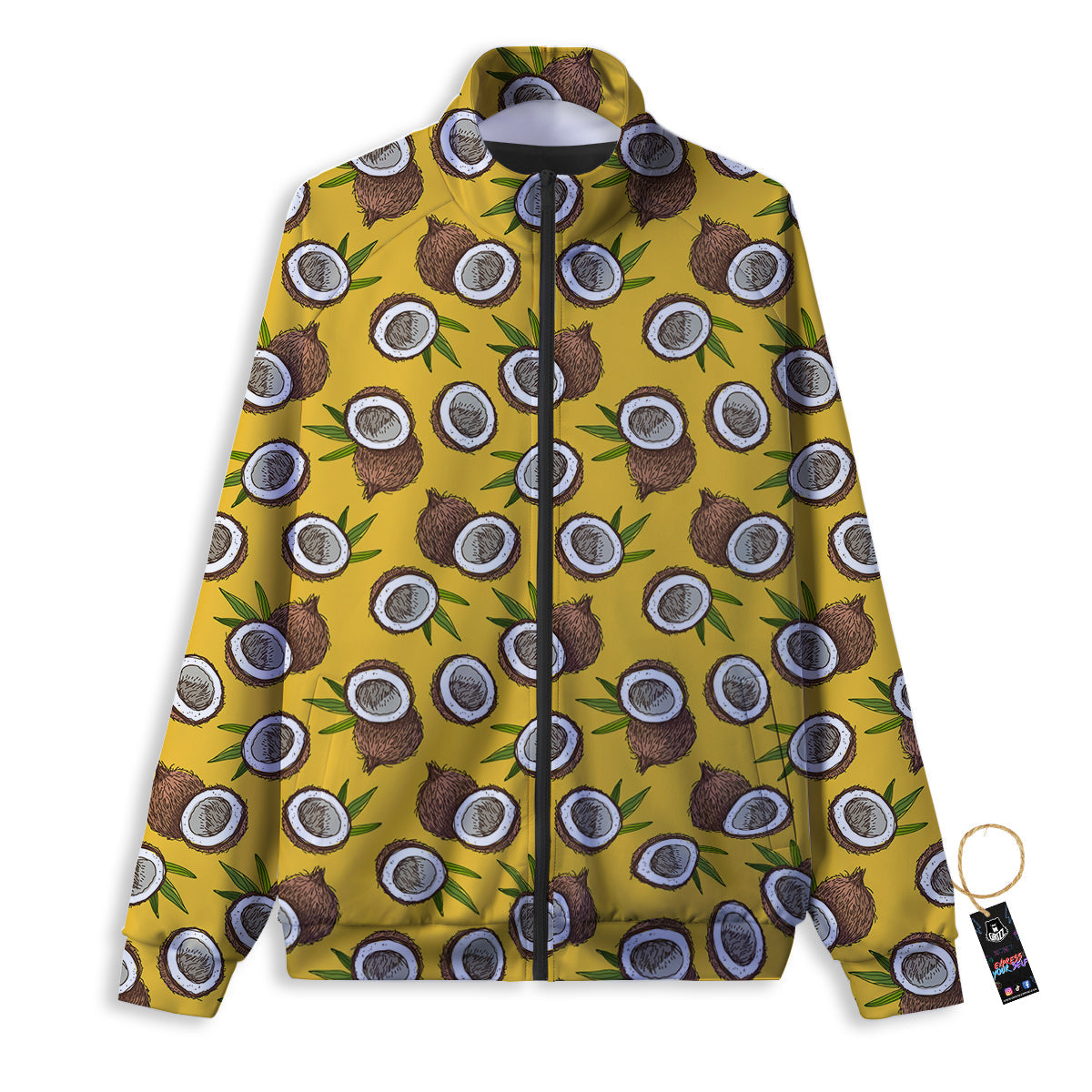 Coconut Yellow Vintage Print Pattern Track Jacket-grizzshop