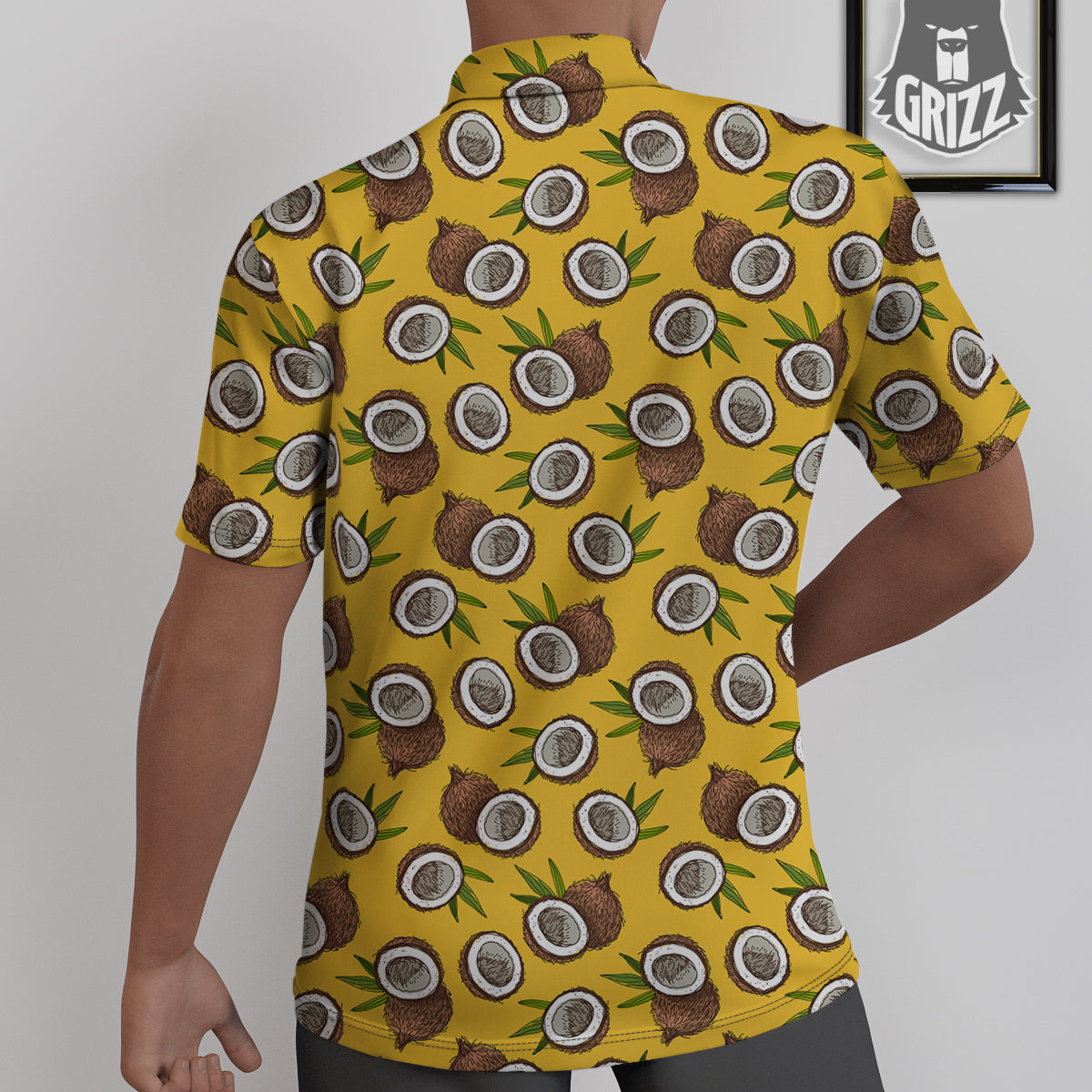 Coconut Yellow Vintage Print Pattern Untucked Shirts-grizzshop
