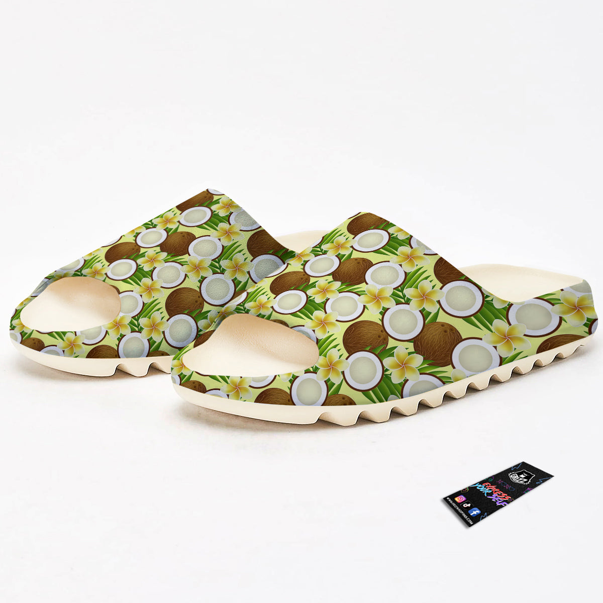 Coconut Beige Print Pattern Sandals-grizzshop