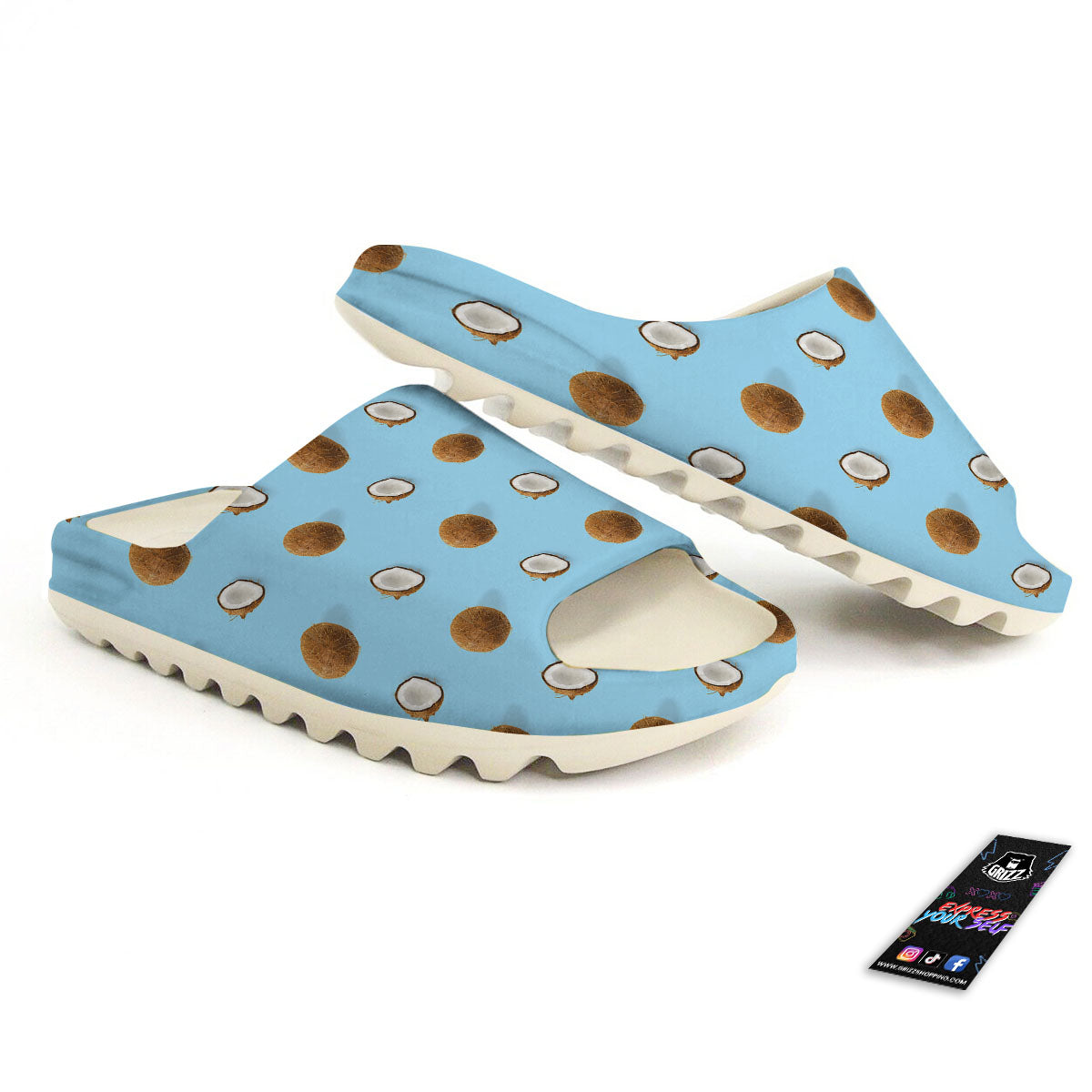 Coconut Blue Summer Print Pattern Sandals-grizzshop