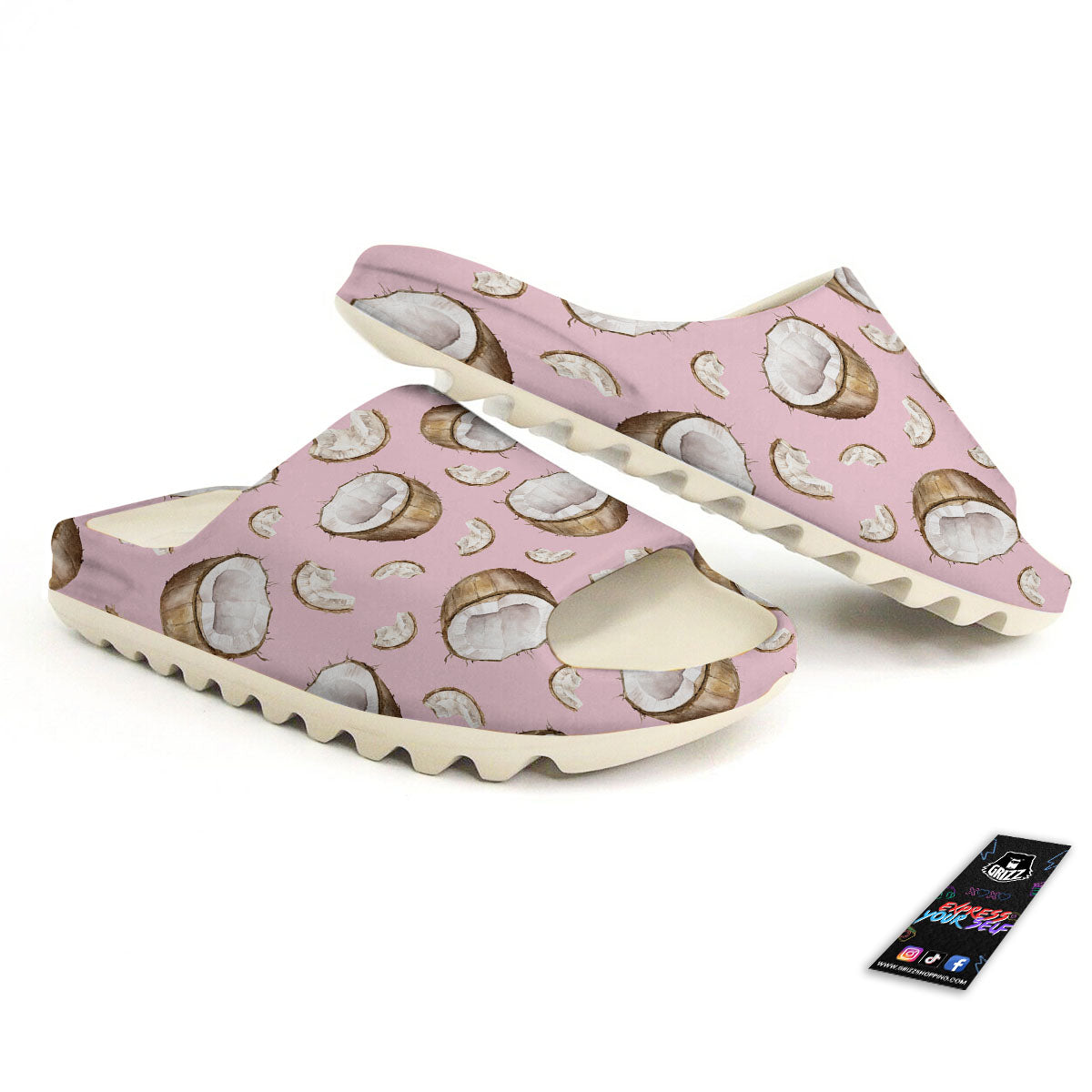 Coconut Pink Print Pattern Sandals-grizzshop