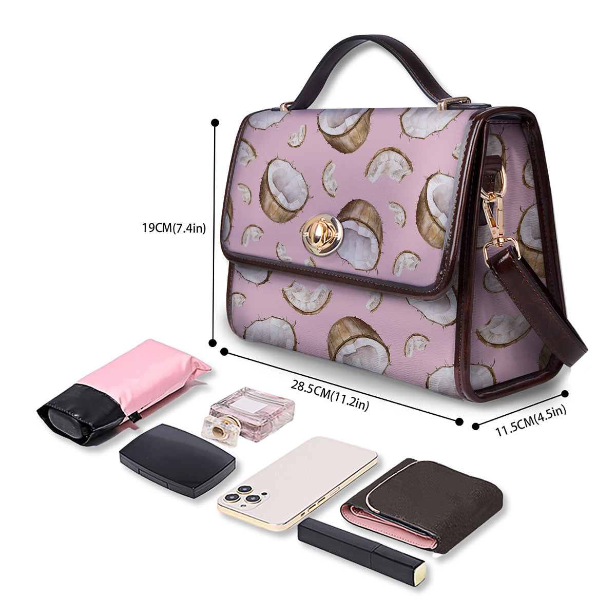 Coconut Pink Print Pattern Women's Satchel Bag