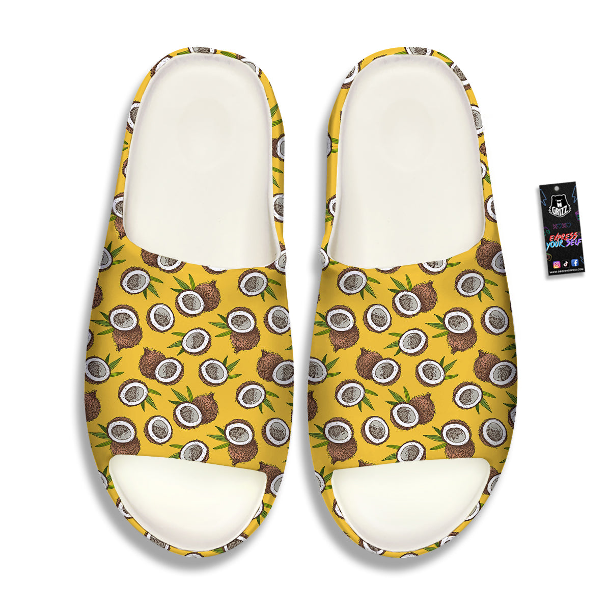Coconut Yellow Vintage Print Pattern Sandals-grizzshop