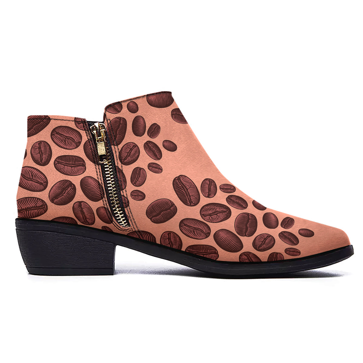 Coffee Bean Vintage Print Pattern Ankle Boots-grizzshop