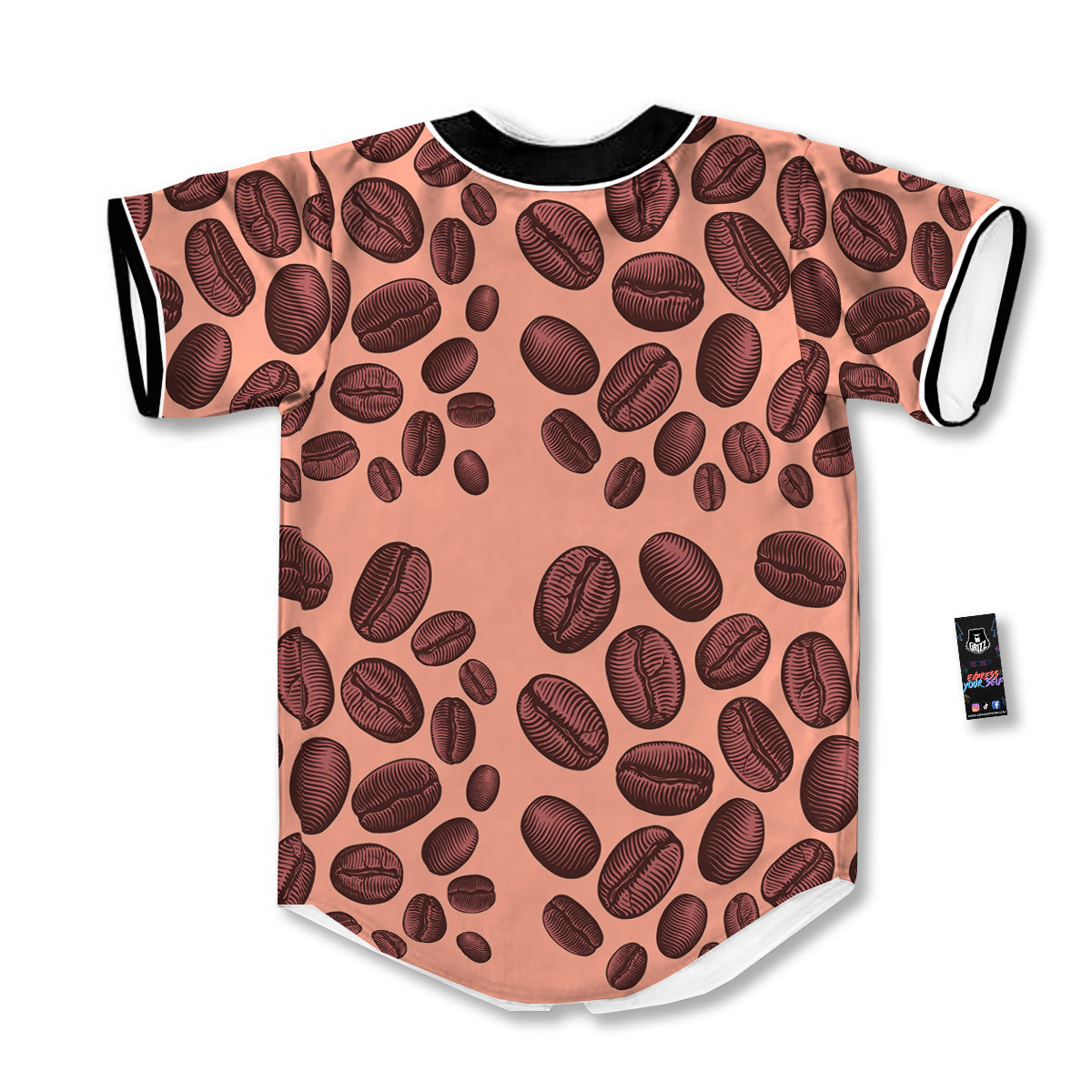 Coffee Bean Vintage Print Pattern Baseball Jersey-grizzshop