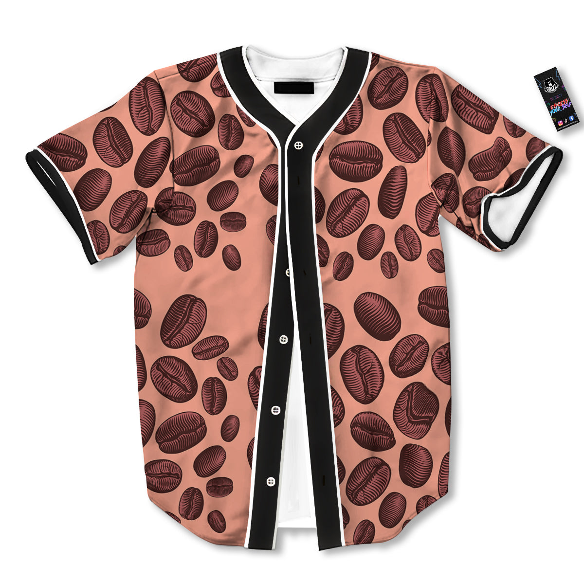 Coffee Bean Vintage Print Pattern Baseball Jersey-grizzshop