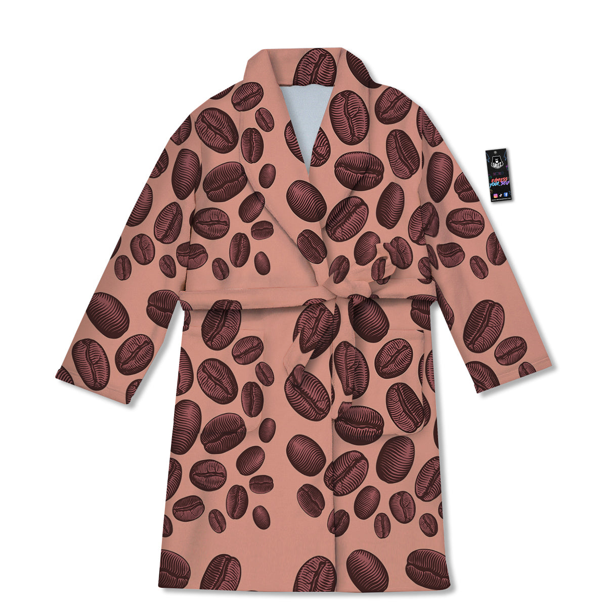 Coffee Bean Vintage Print Pattern Bathrobe-grizzshop