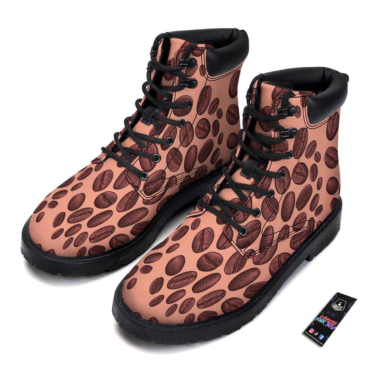 Coffee Bean Vintage Print Pattern Boots-grizzshop