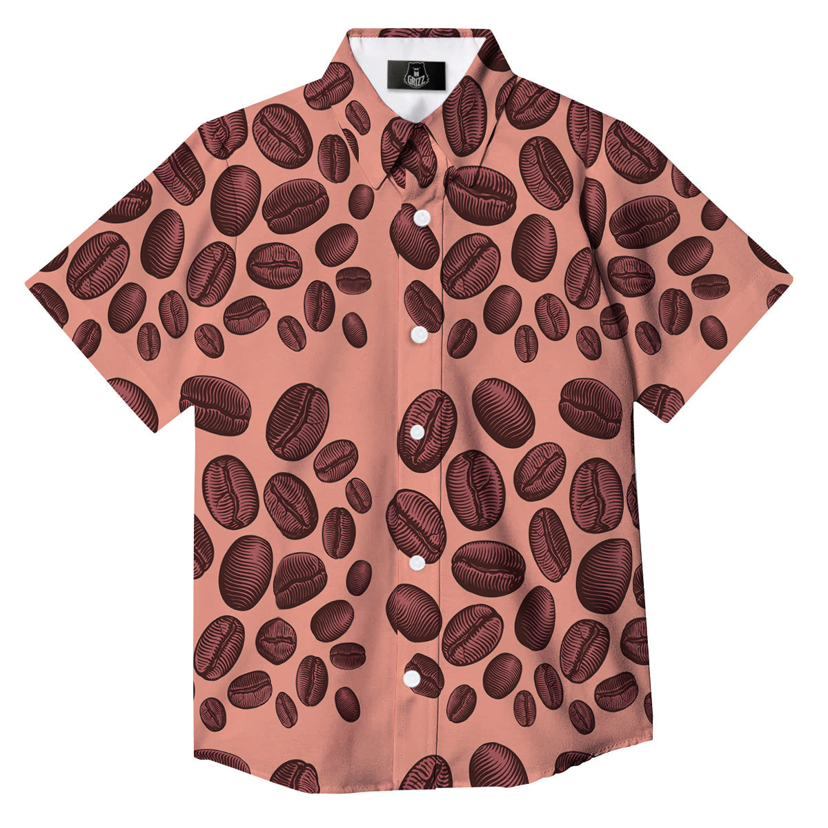 Coffee Bean Vintage Print Pattern Button Up Shirt-grizzshop