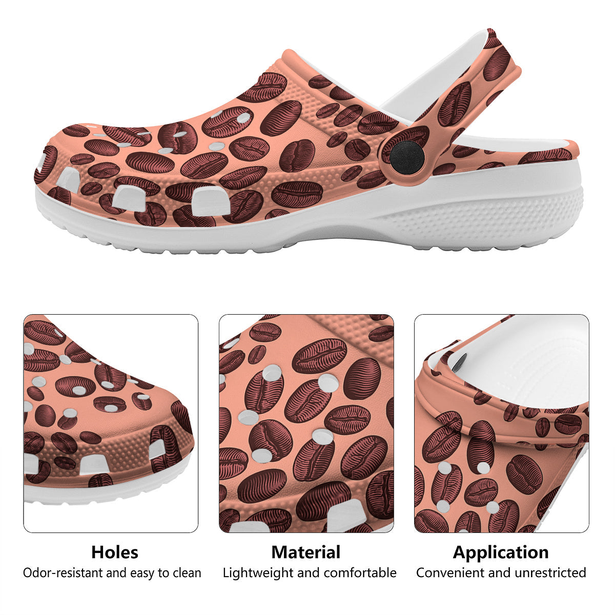 Coffee Bean Vintage Print Pattern Clog-grizzshop