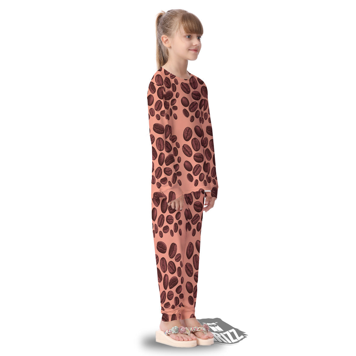 Coffee Bean Vintage Print Pattern Kid's Pajamas-grizzshop