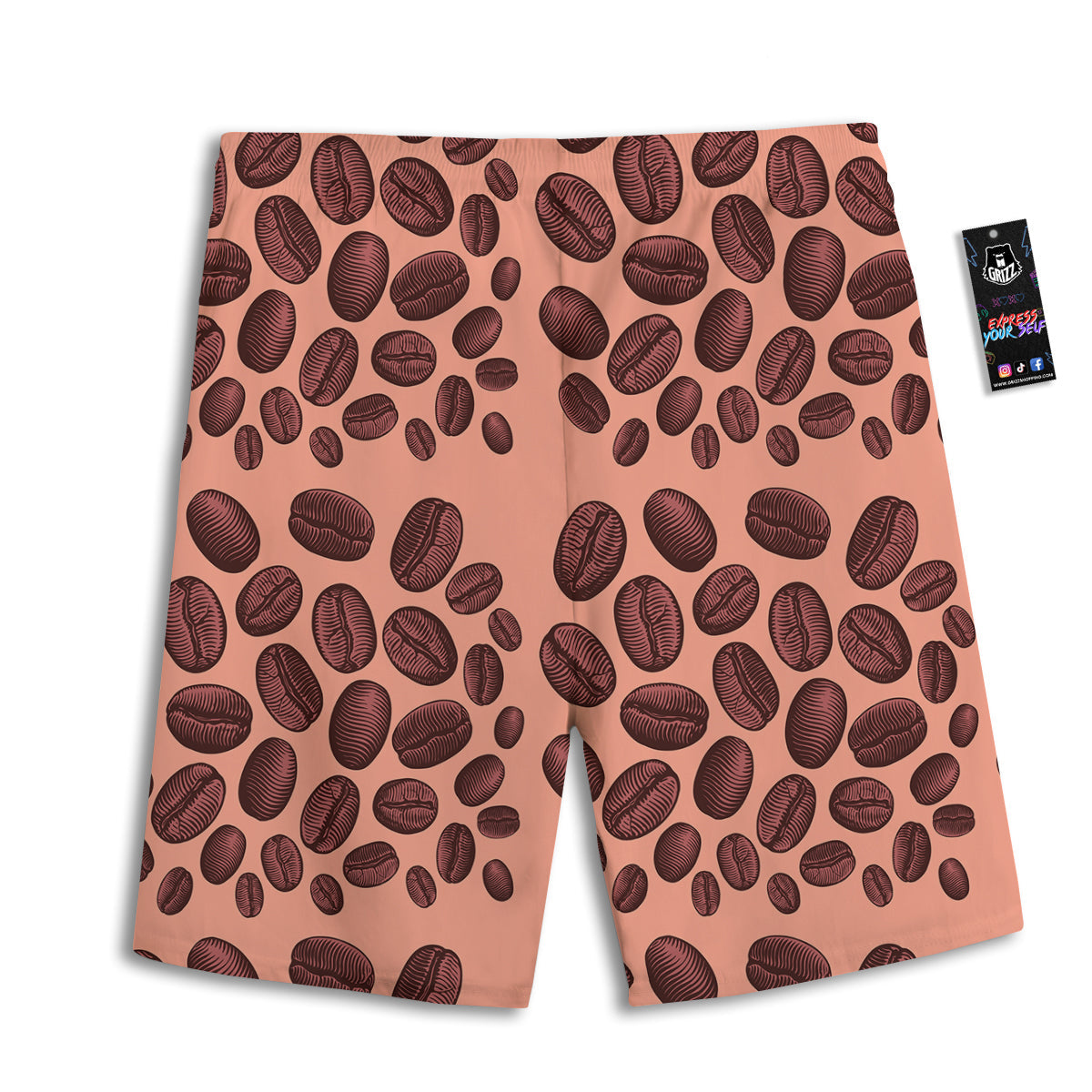 Coffee Bean Vintage Print Pattern Men's Athletic Shorts