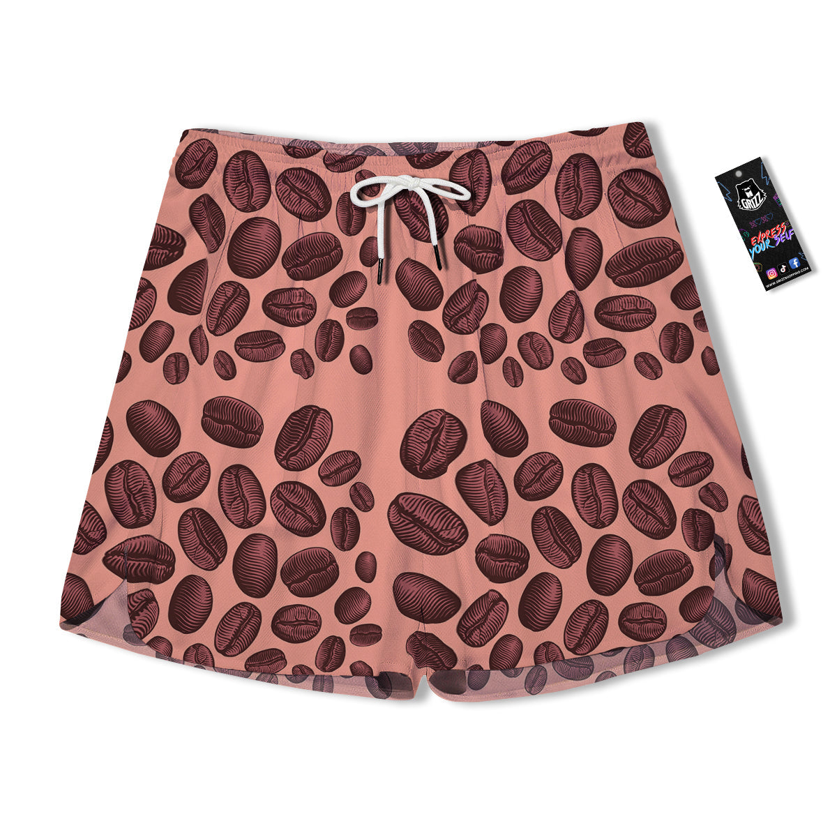 Coffee Bean Vintage Print Pattern Men's Running Shorts-grizzshop