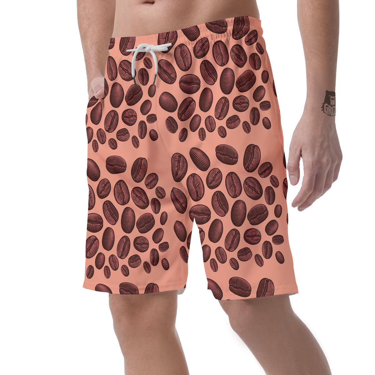 Coffee Bean Vintage Print Pattern Men's Shorts-grizzshop
