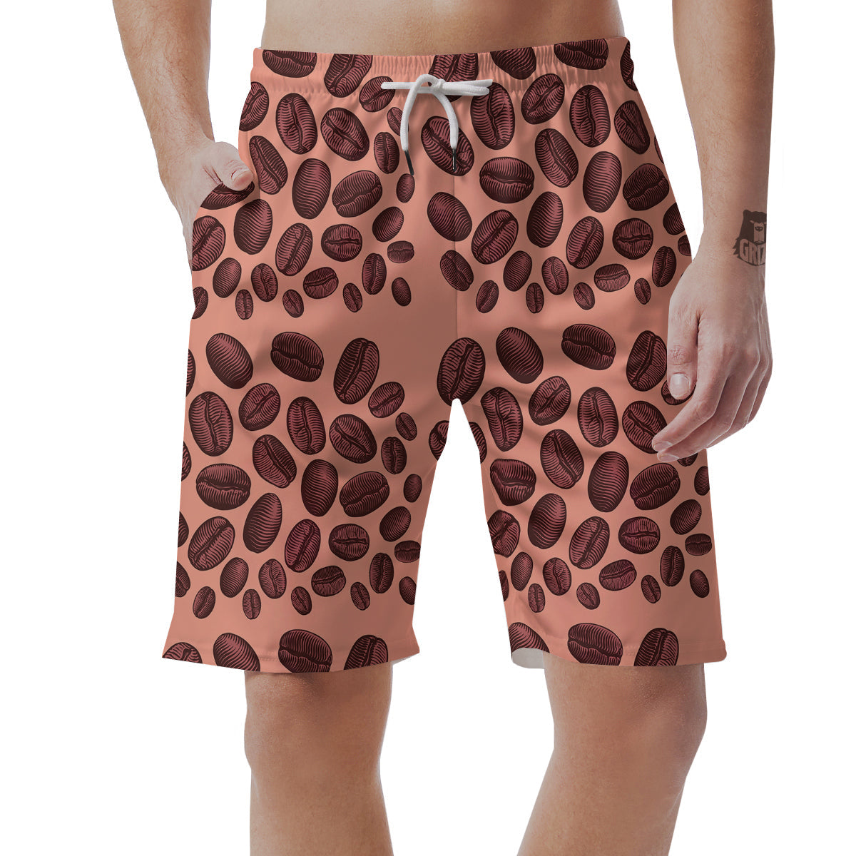 Coffee Bean Vintage Print Pattern Men's Shorts-grizzshop