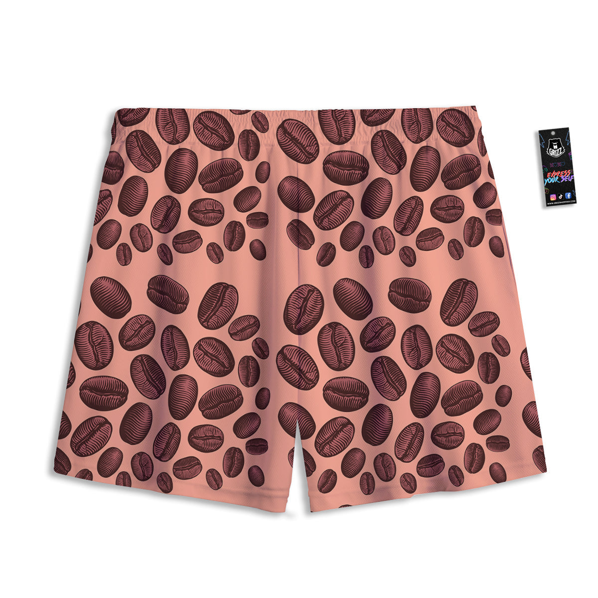 Coffee Bean Vintage Print Pattern Mesh Shorts