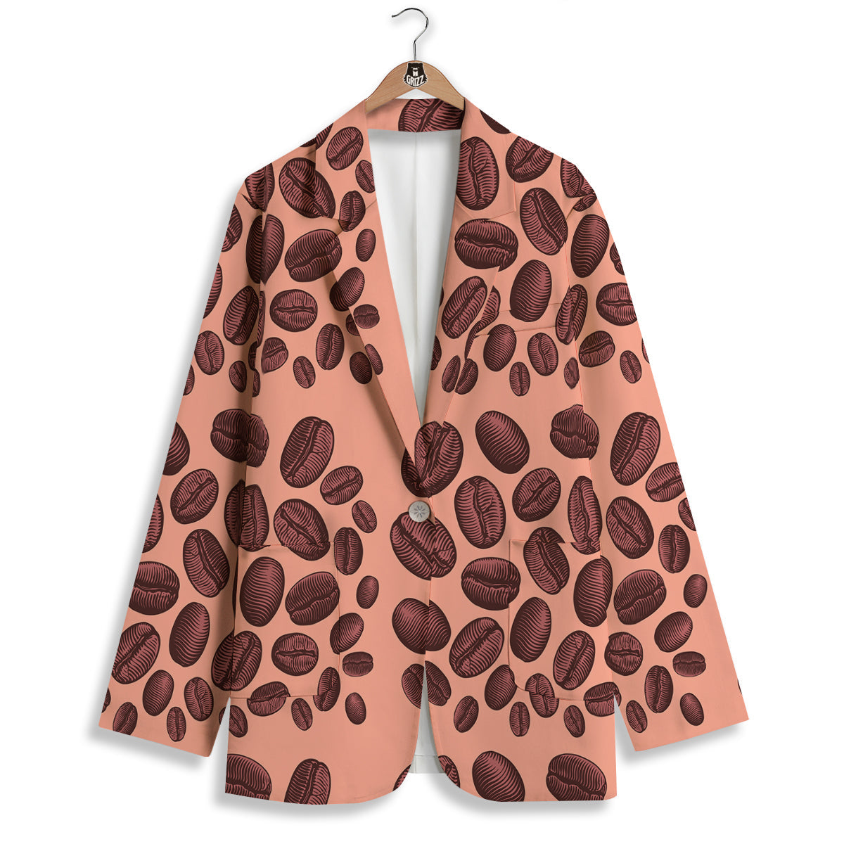 Coffee Bean Vintage Print Pattern Women's Blazer-grizzshop