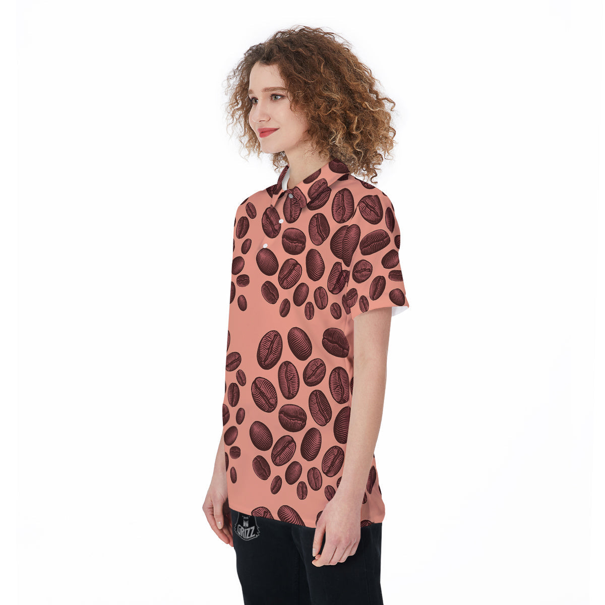 Coffee Bean Vintage Print Pattern Women's Golf Shirts-grizzshop