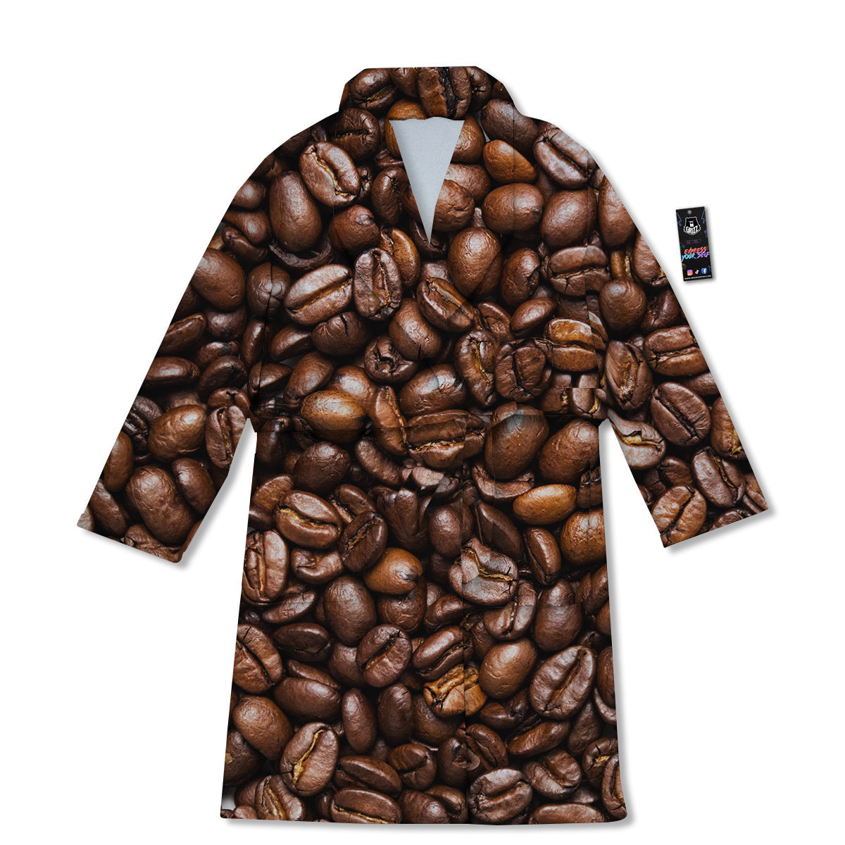 Coffee Beans Print Bathrobe-grizzshop