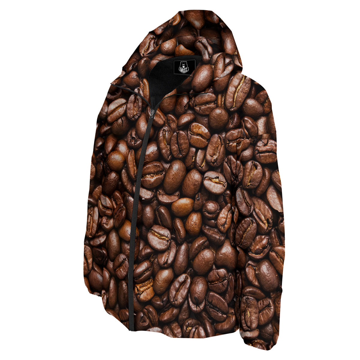 Coffee Beans Print Down Jacket-grizzshop