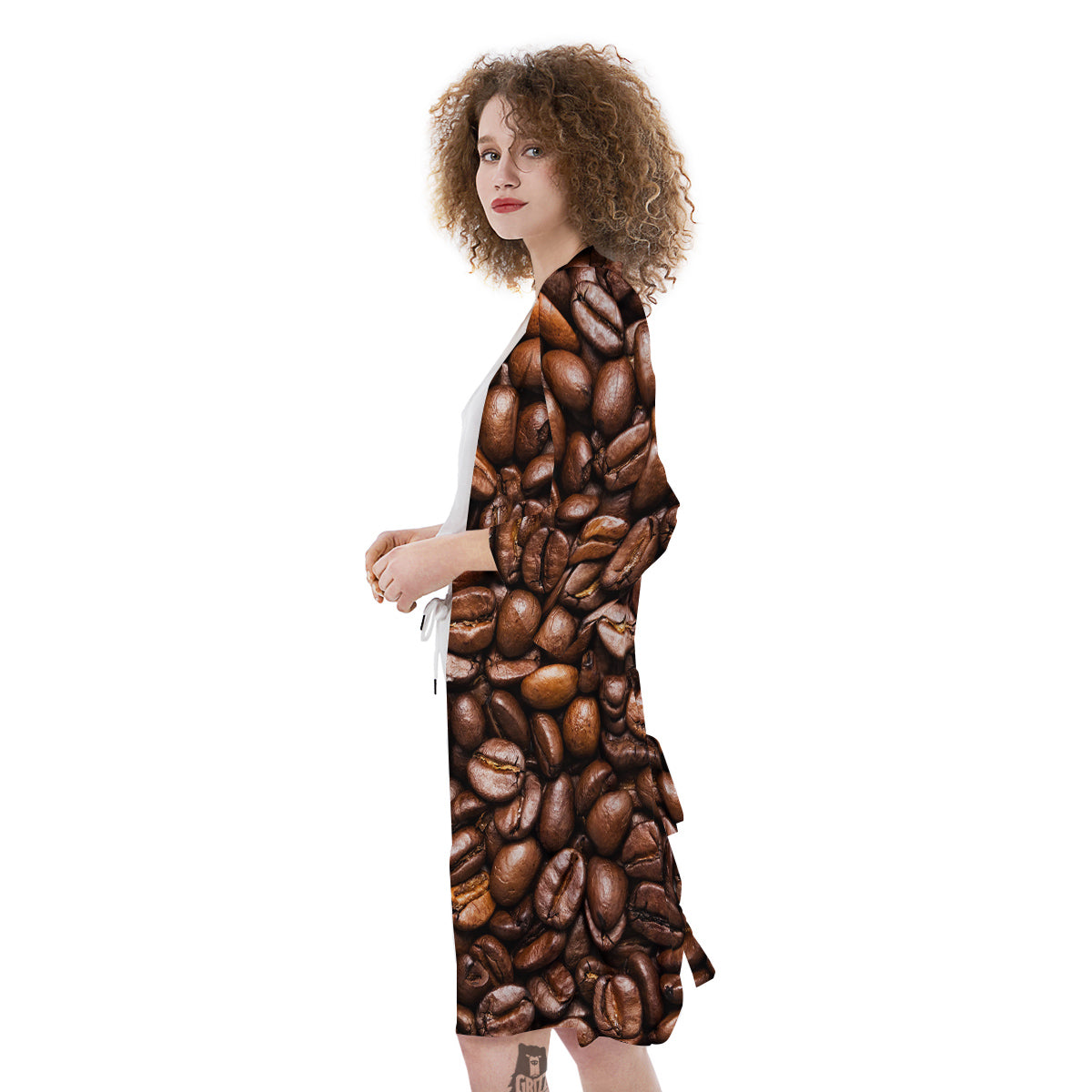 Coffee Beans Print Kimono-grizzshop