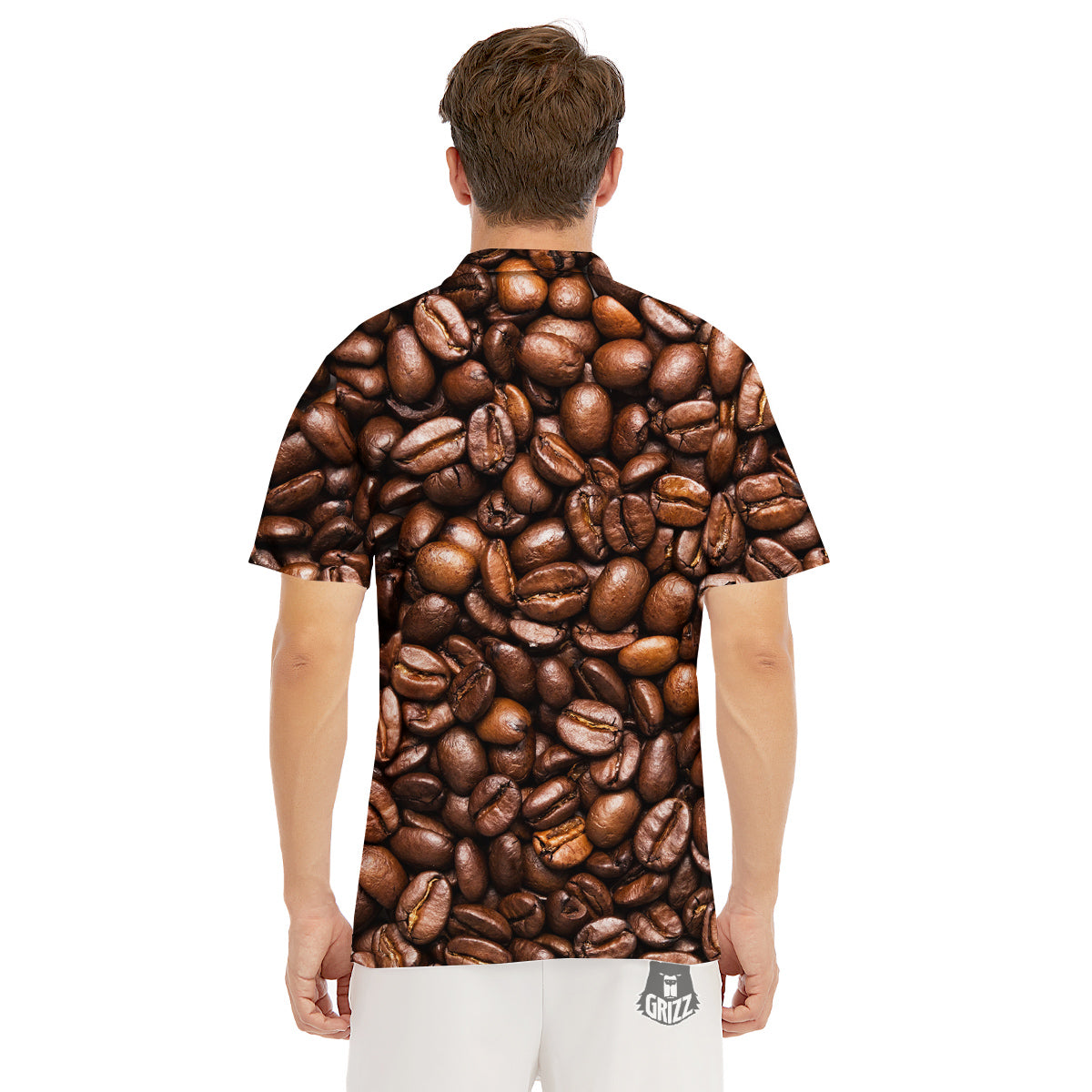 Coffee Beans Print Men's Golf Shirts-grizzshop