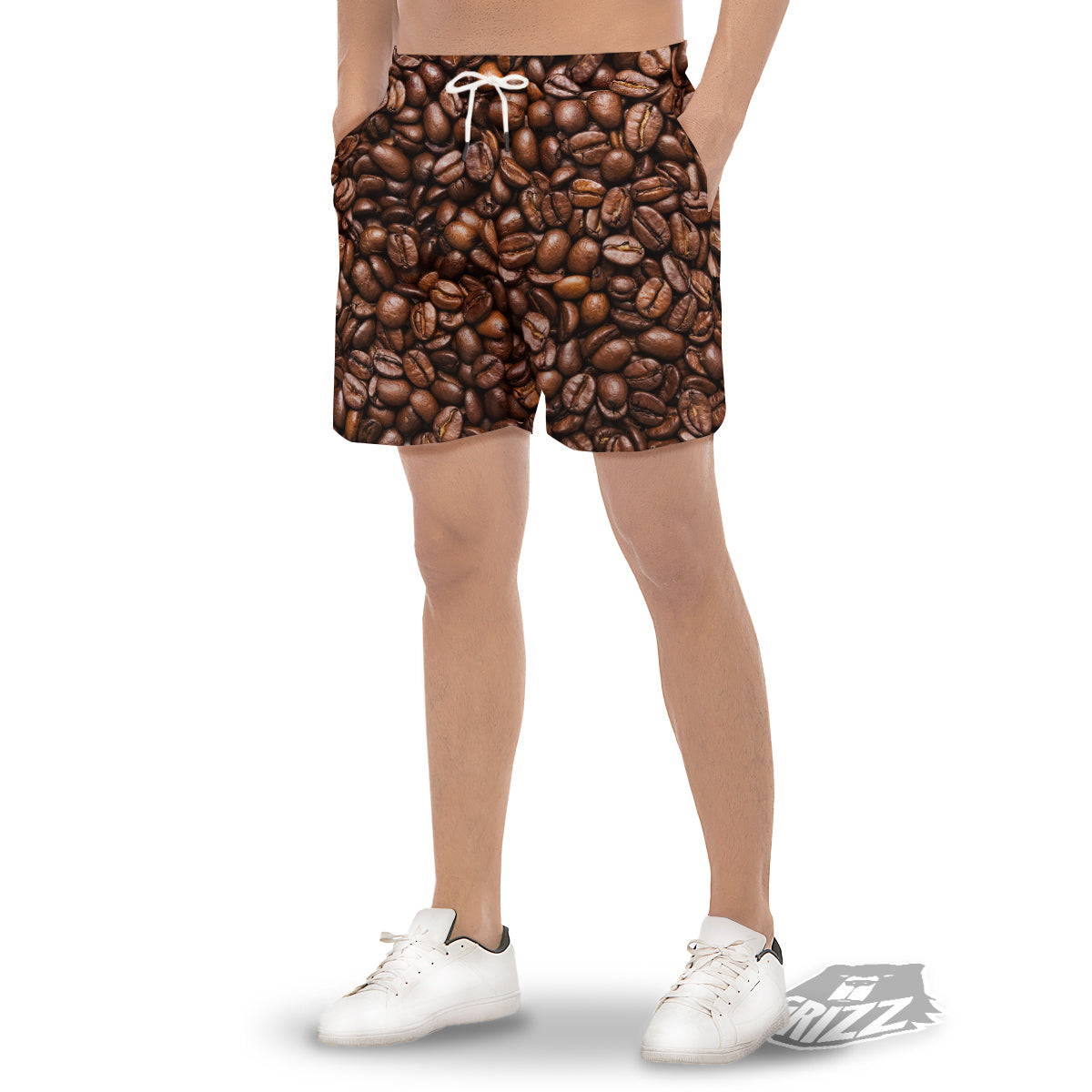 Coffee Beans Print Men's Gym Shorts-grizzshop