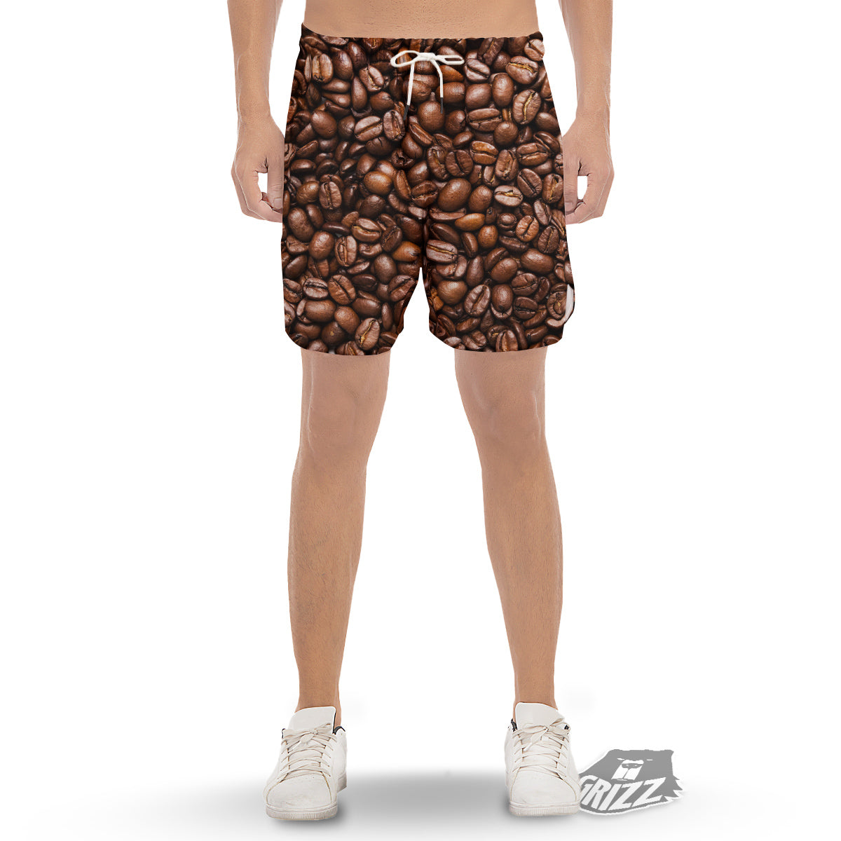Coffee Beans Print Men's Gym Shorts-grizzshop