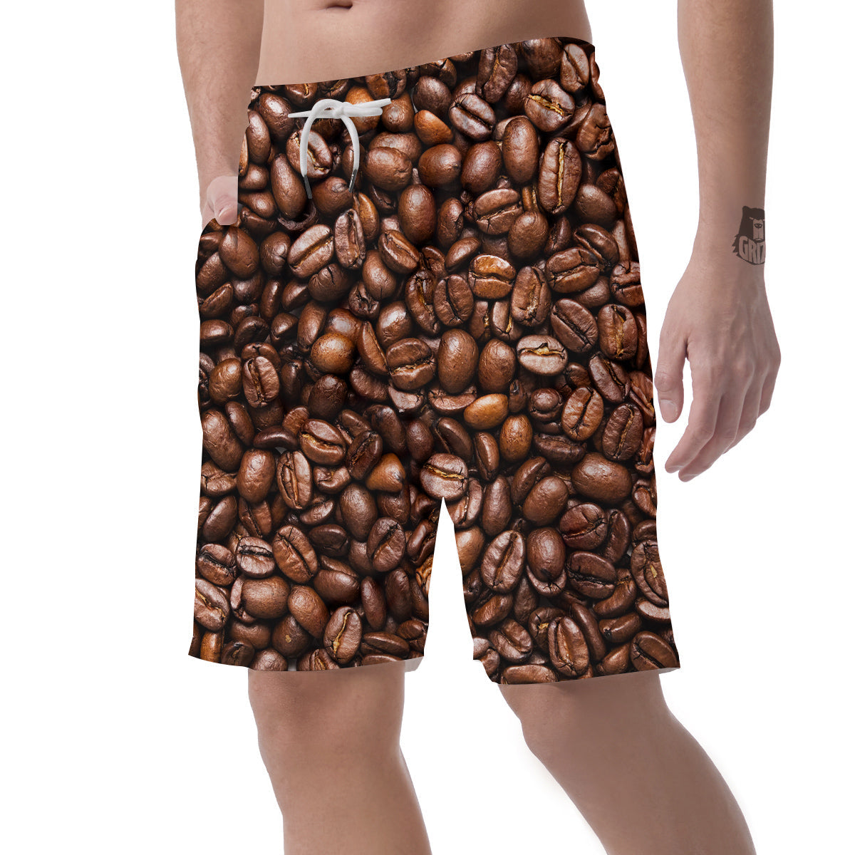 Coffee Beans Print Men's Shorts-grizzshop