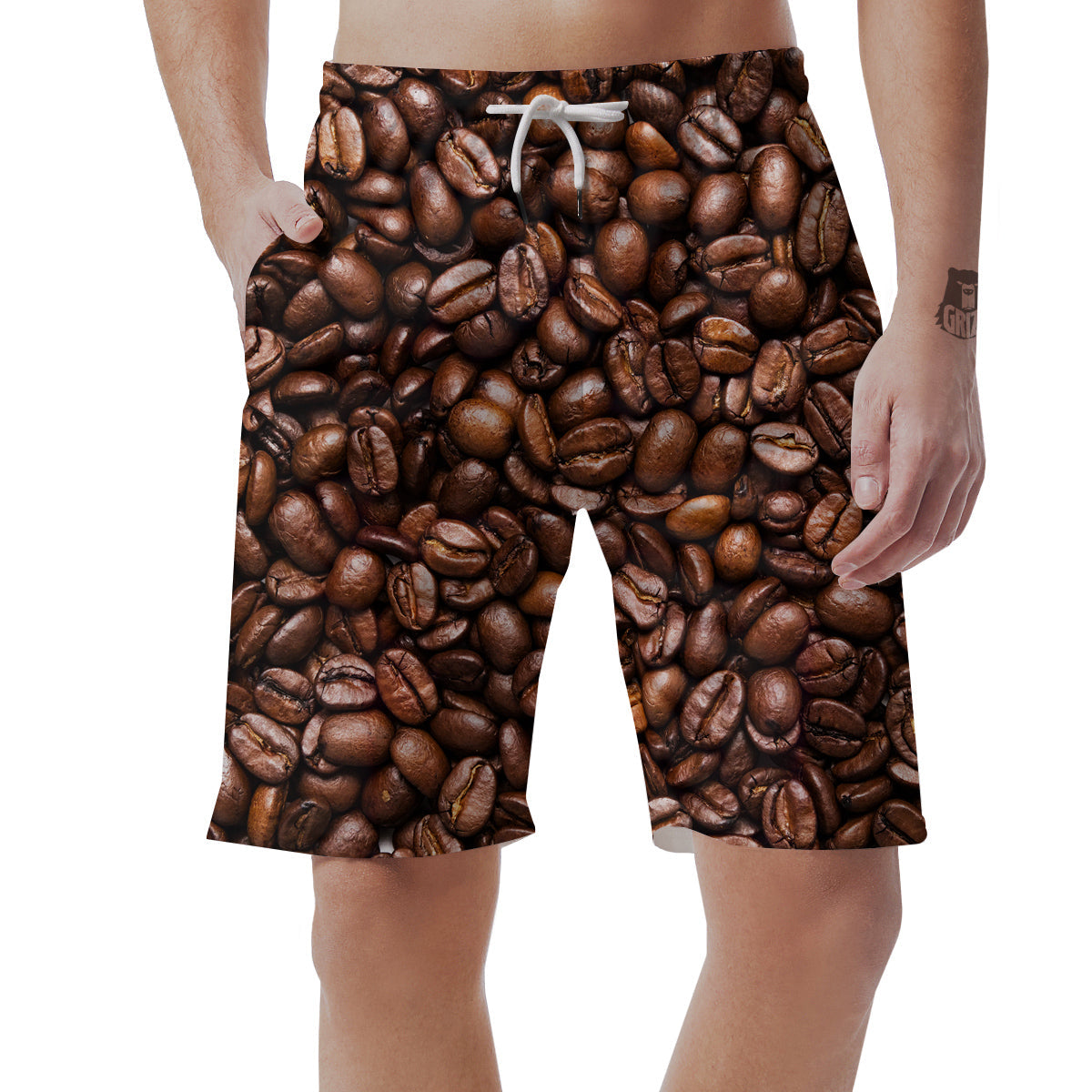 Coffee Beans Print Men's Shorts-grizzshop