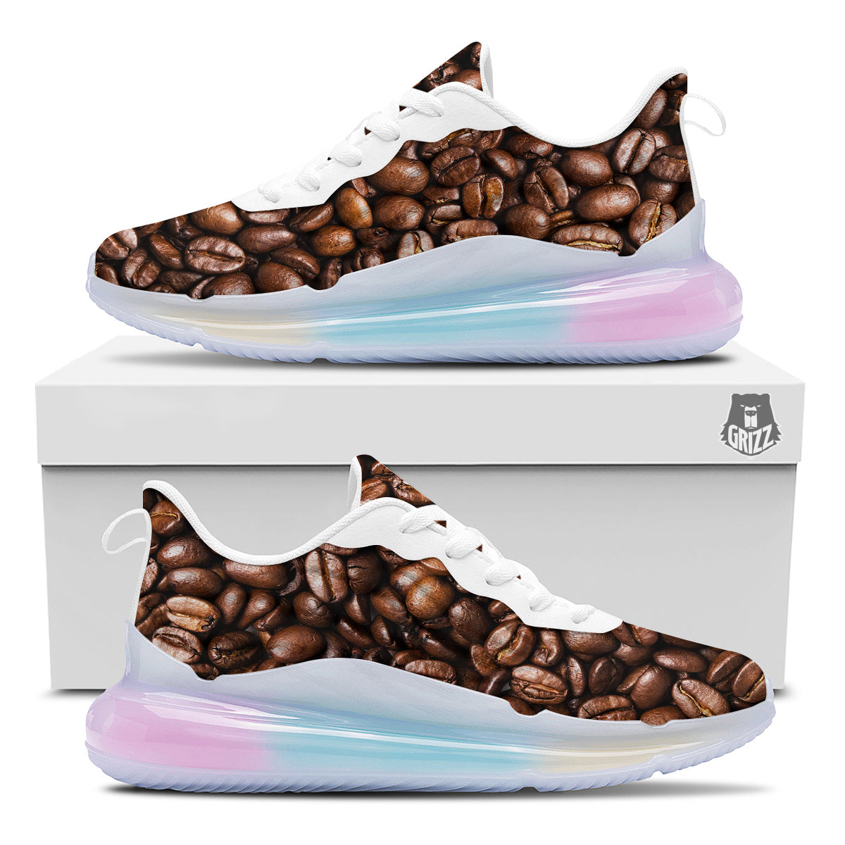 Coffee Beans Print Running Sneakers-grizzshop