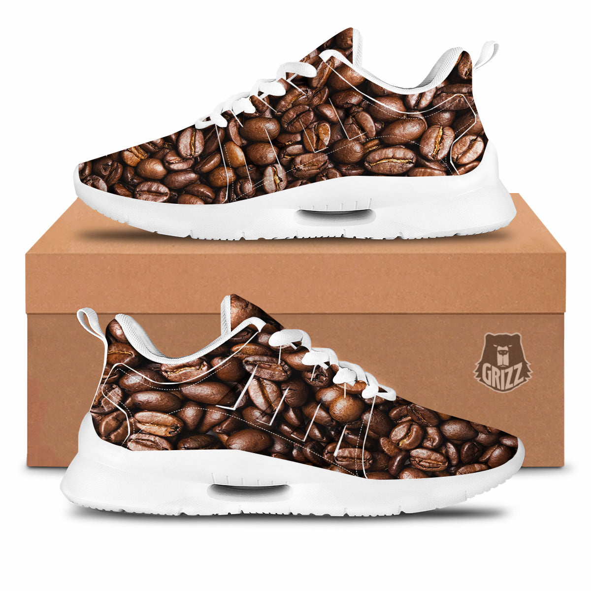Coffee Beans Print Tennis Shoes-grizzshop