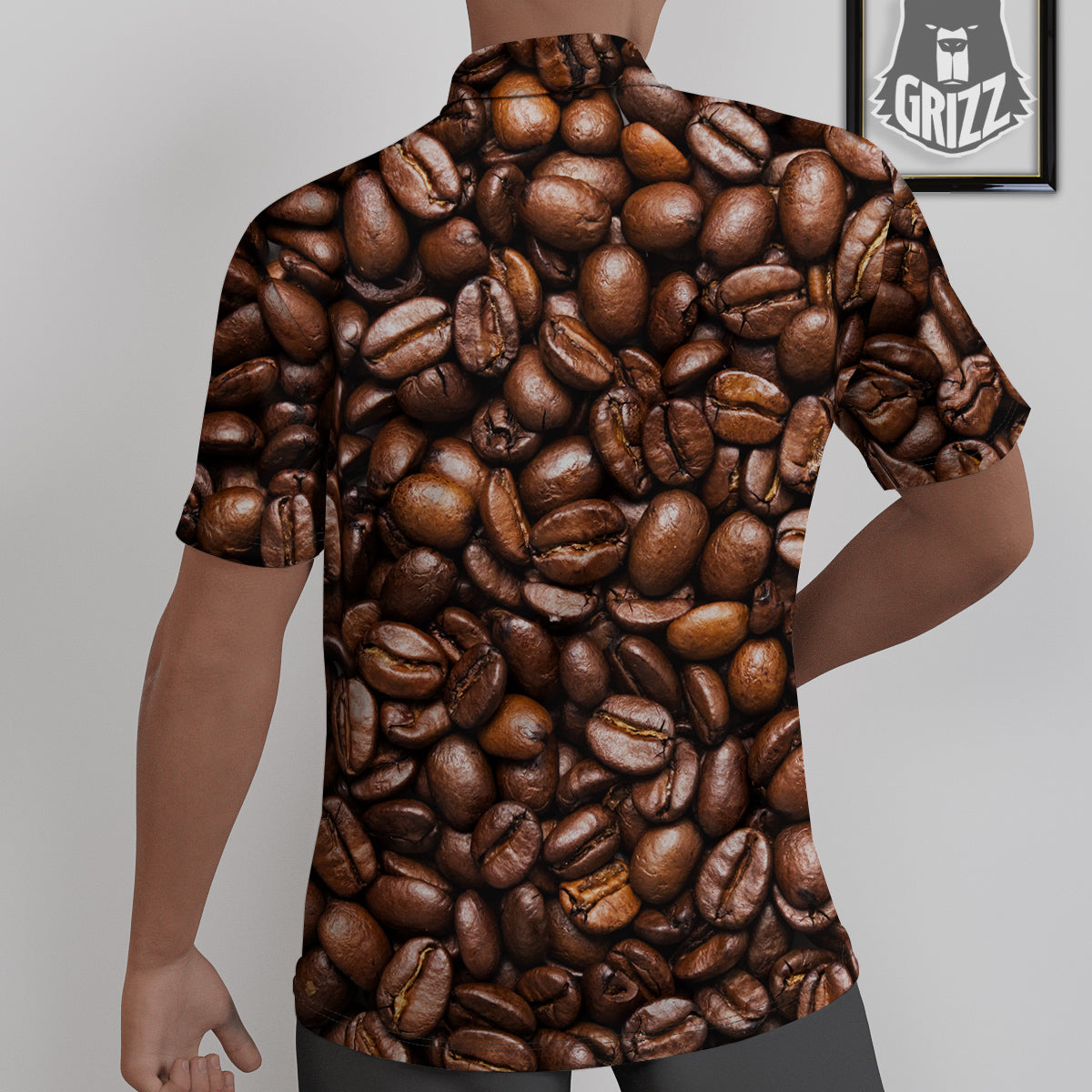Coffee Beans Print Untucked Shirts-grizzshop