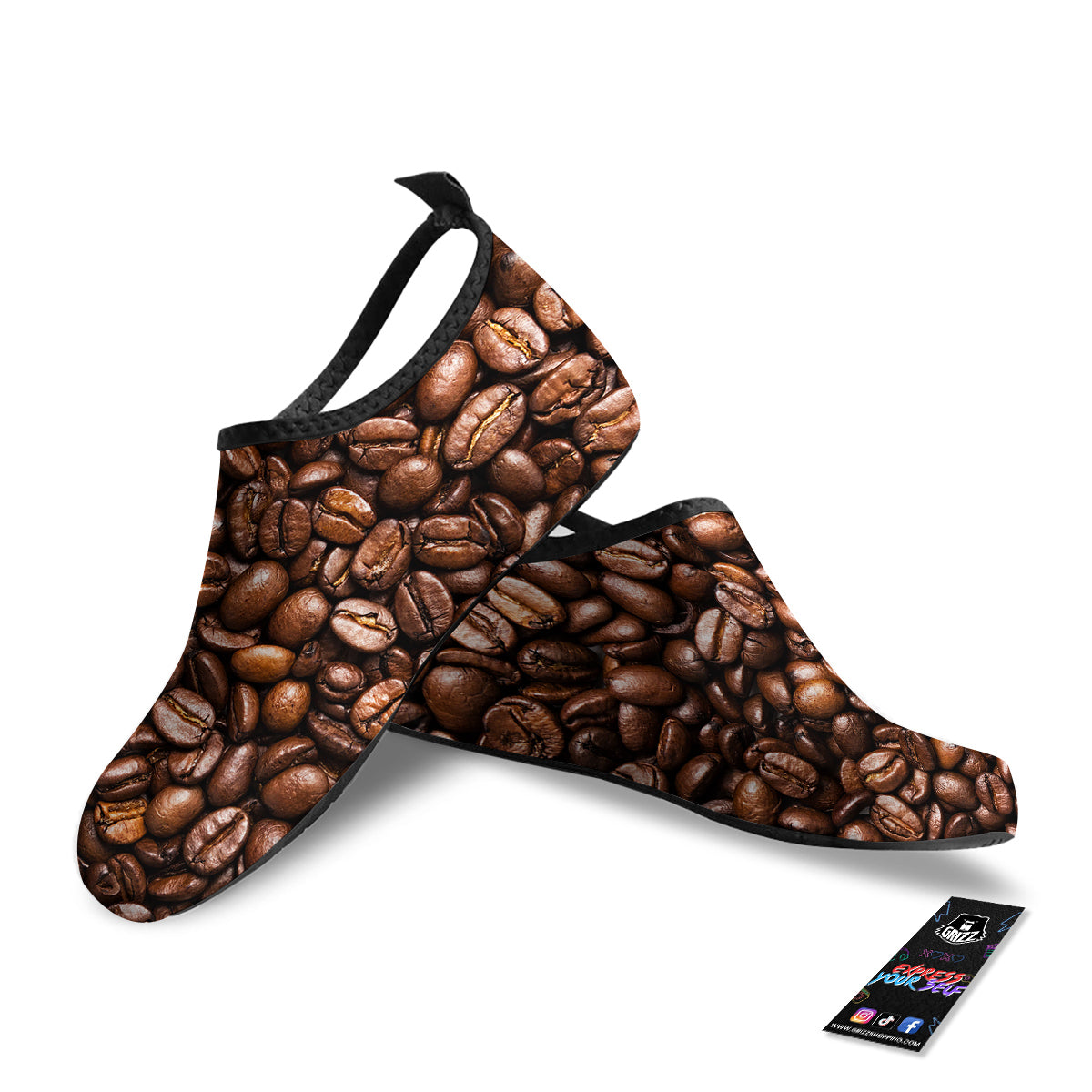Coffee Beans Print Water Shoes-grizzshop