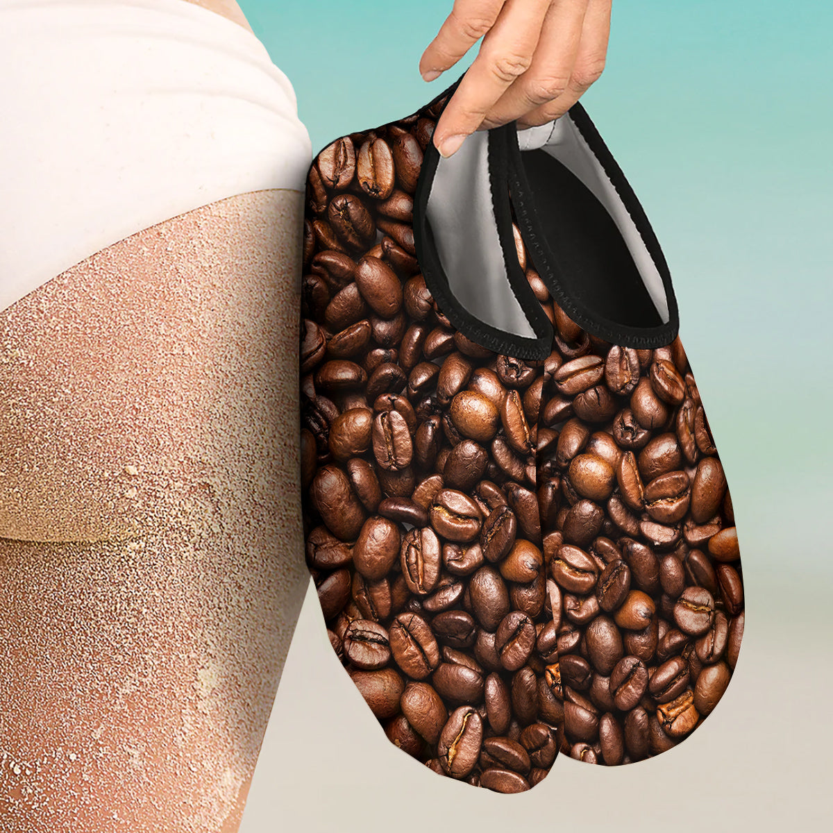 Coffee Beans Print Water Shoes-grizzshop