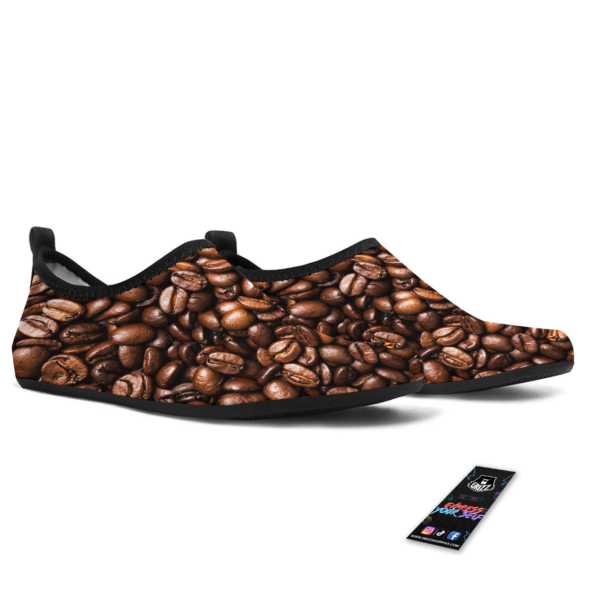 Coffee Beans Print Water Shoes-grizzshop