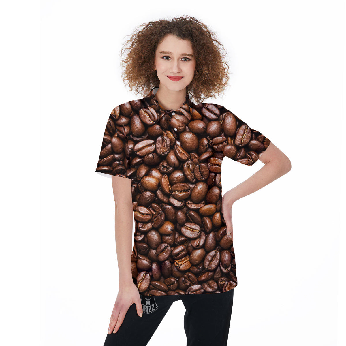 Coffee Beans Print Women's Golf Shirts-grizzshop