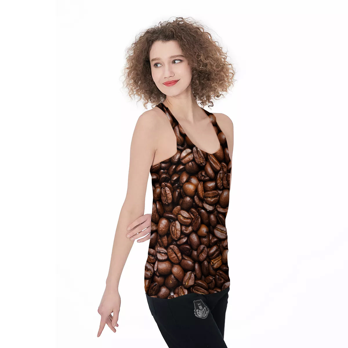 Coffee Beans Print Women's Racerback Tank Top-grizzshop