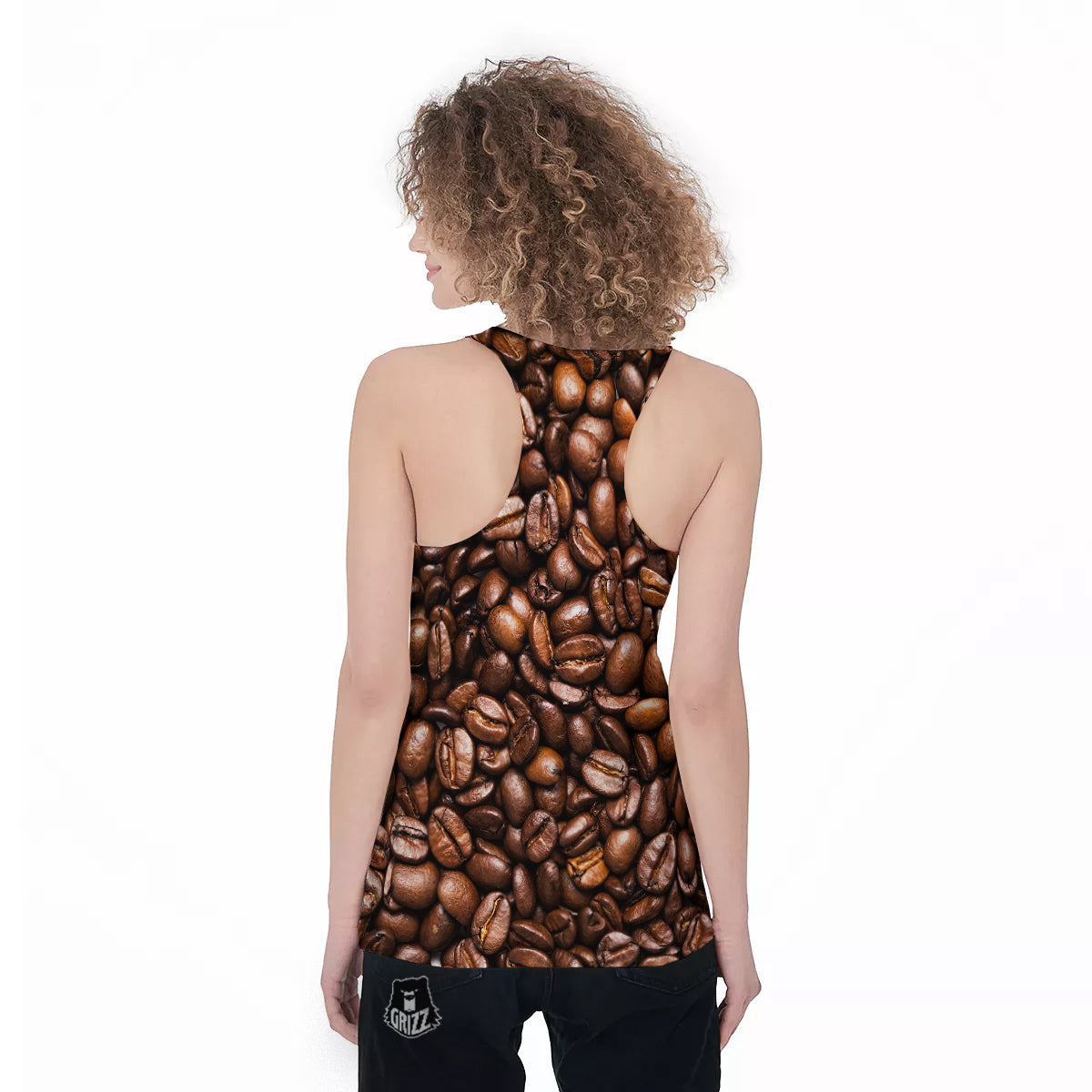 Coffee Beans Print Women's Racerback Tank Top-grizzshop