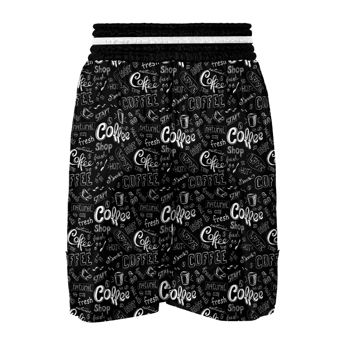 Coffee Black Pattern Print Boxing Shorts-grizzshop