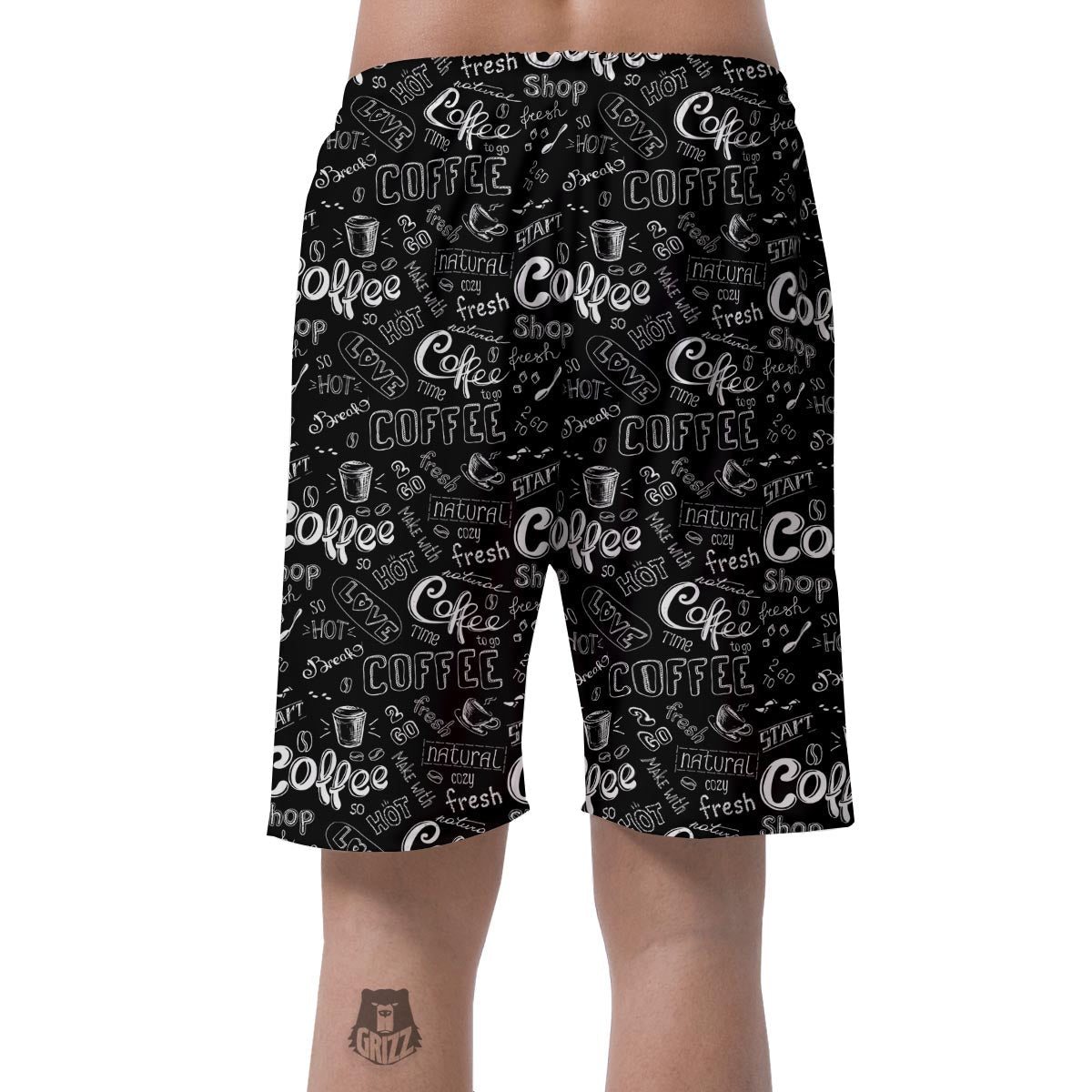 Coffee Black Pattern Print Men's Shorts-grizzshop