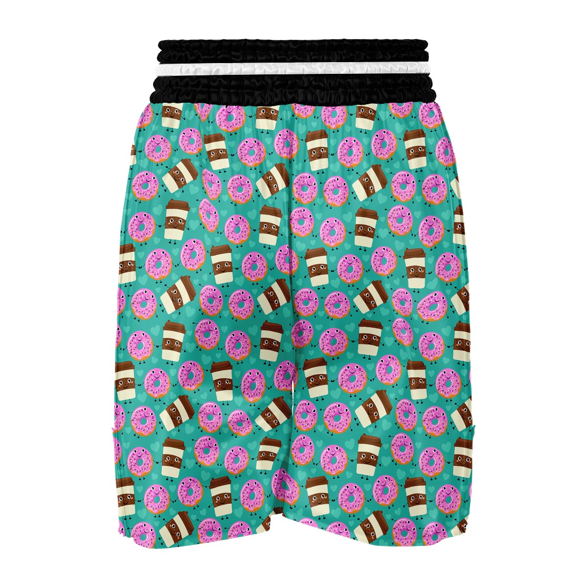 Coffee Donut Pattern Print Boxing Shorts-grizzshop