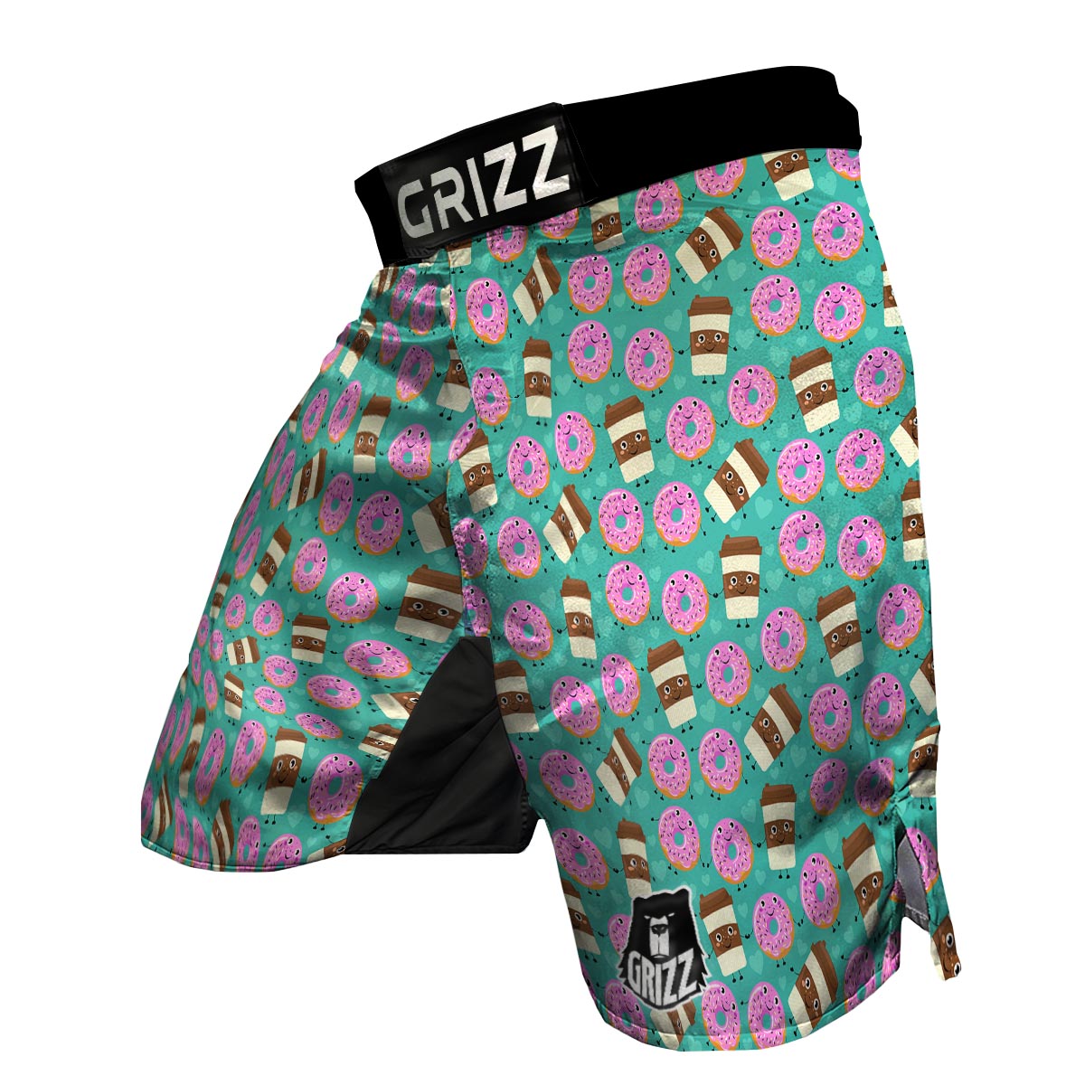 Coffee Donut Pattern Print MMA Shorts-grizzshop