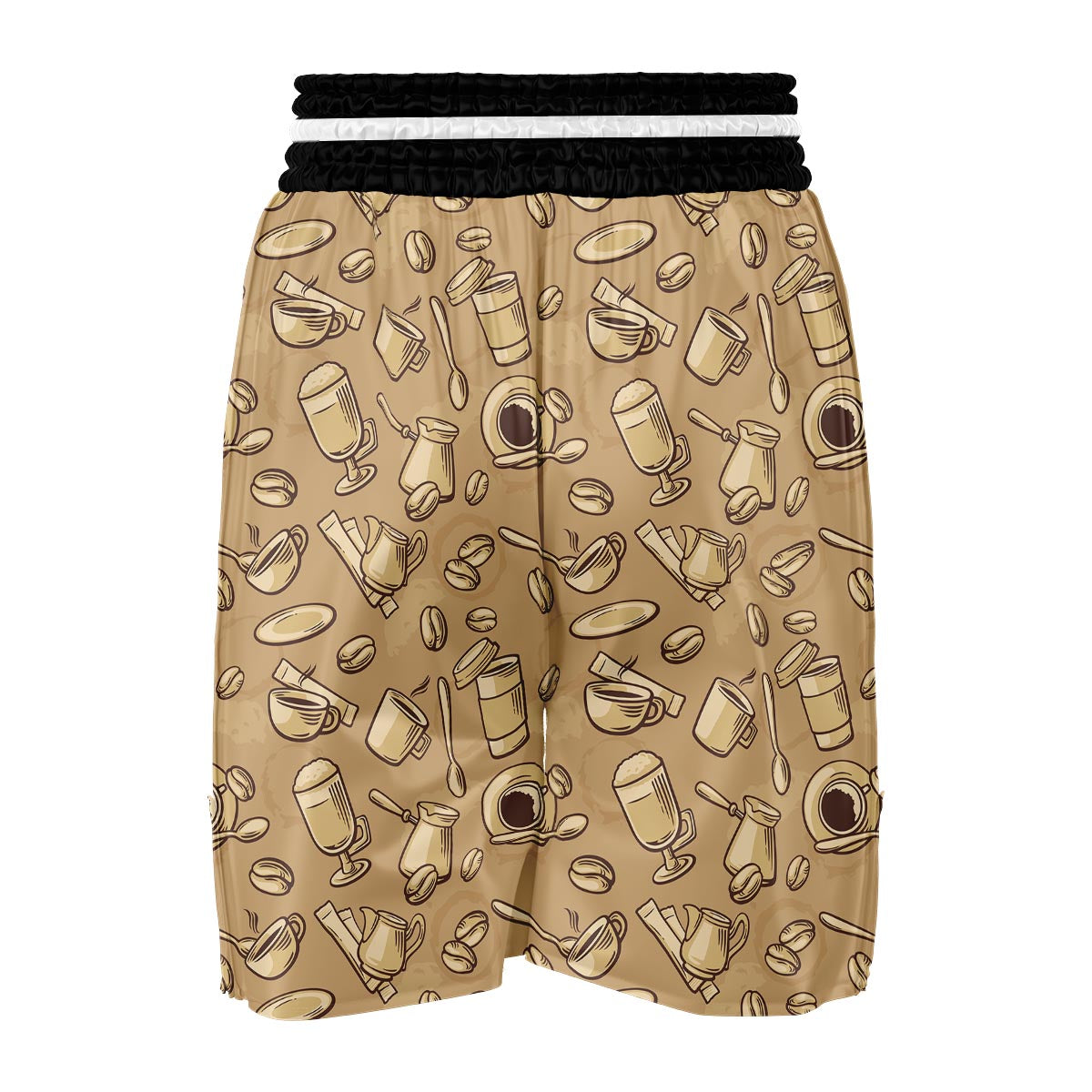 Coffee Pattern Print Boxing Shorts-grizzshop