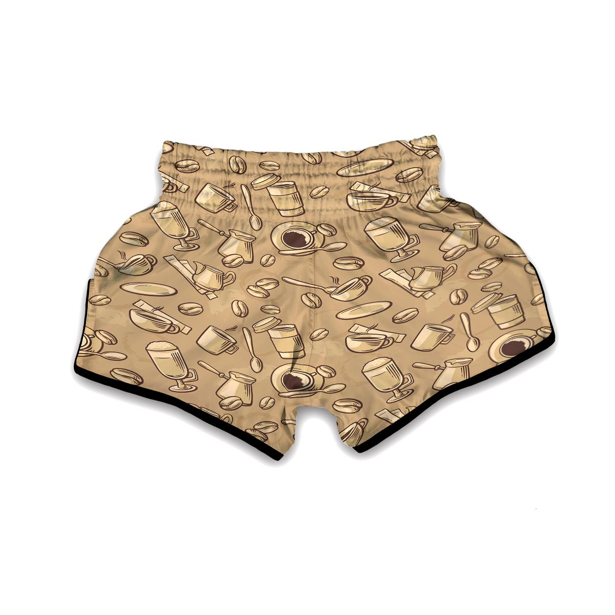 Coffee Pattern Print Muay Thai Boxing Shorts-grizzshop