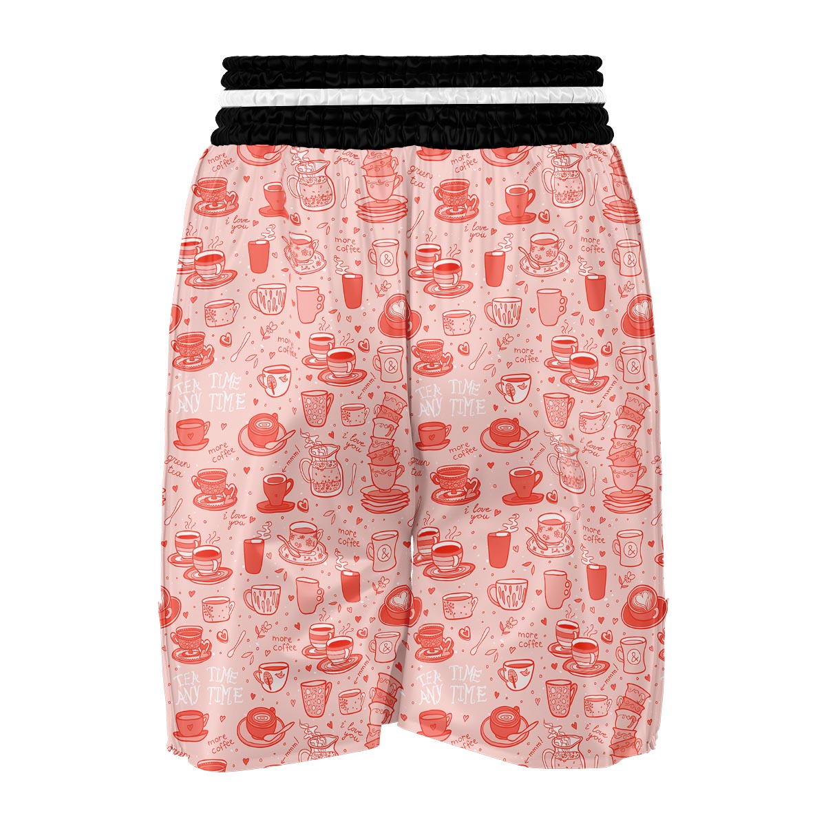 Coffee Pink Pattern Print Boxing Shorts-grizzshop