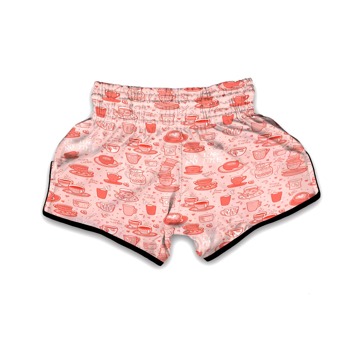 Coffee Pink Pattern Print Muay Thai Boxing Shorts-grizzshop