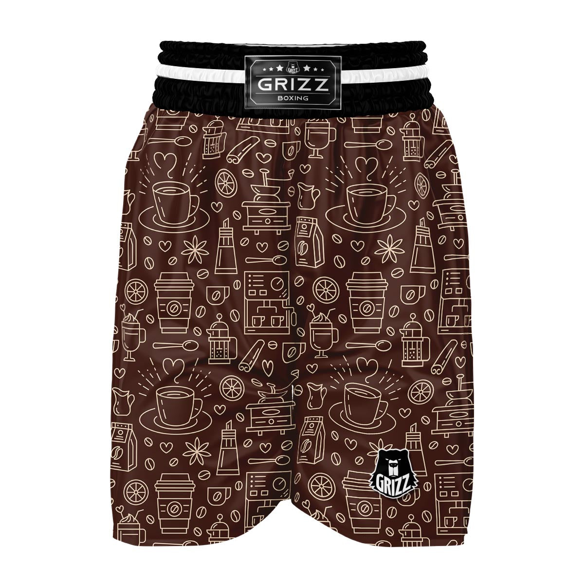 Coffee Print Pattern Boxing Shorts-grizzshop