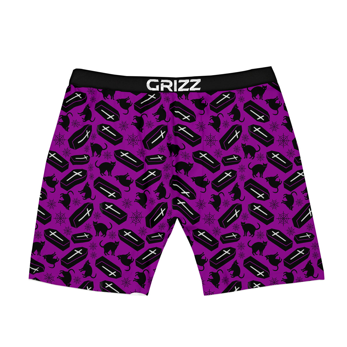 Coffin And Cat Purple Print Pattern Boxer Briefs-grizzshop